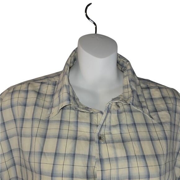 Woolrich Mens Large Button Up Carson Shirt Plaid Short Sleeve Tidal Ombre NWT - Picture 4 of 16